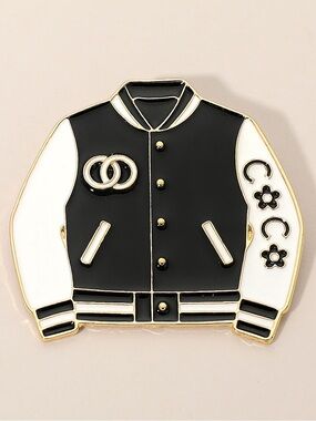 Black and White Varsity Jacket Enamel Pin
